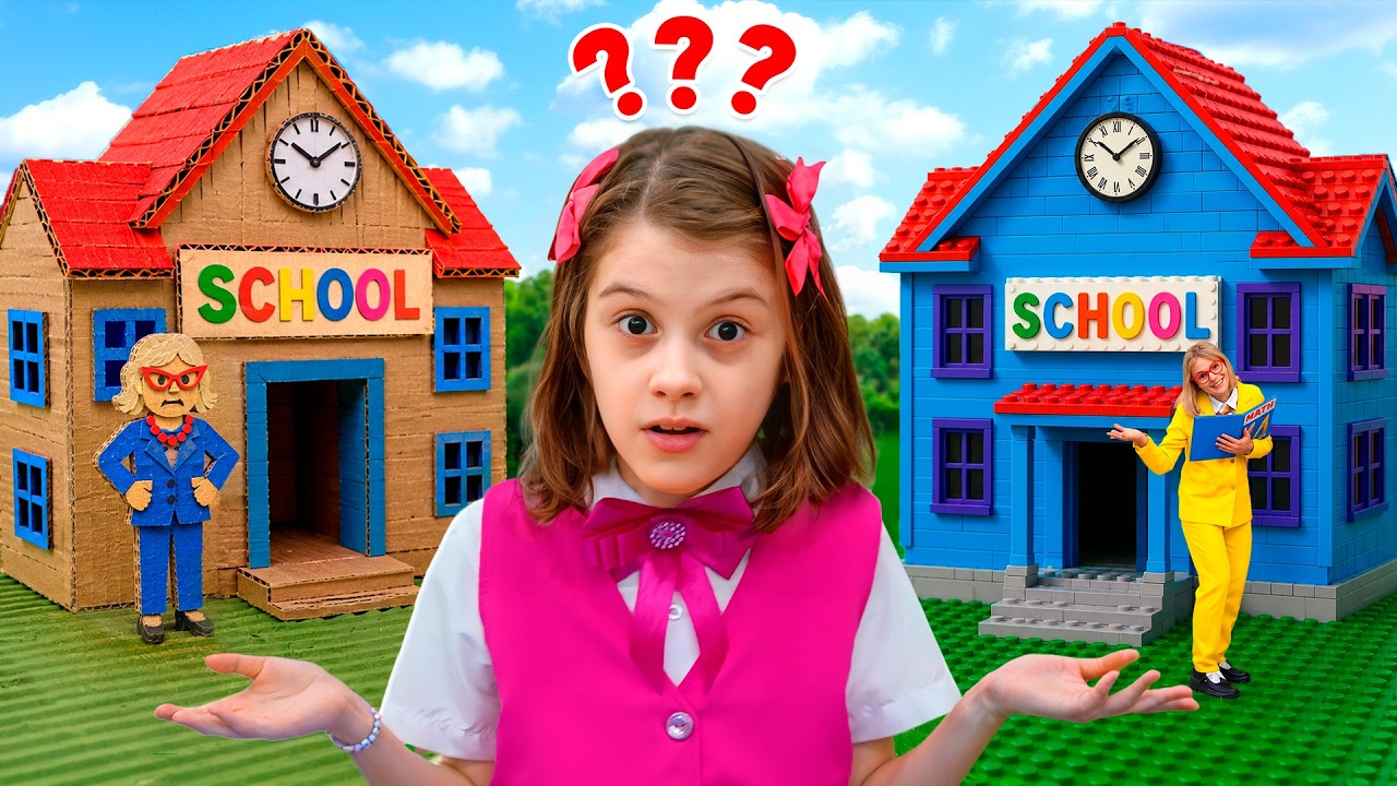 Lego vs Cardboard School + MORE adventures for kids