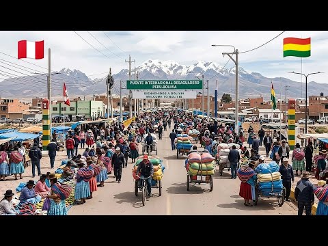 Así es CRUZAR la FRONTERA más alta del MUNDO a 4000 metros de altura Desaguadero 🇵🇪 La Paz 🇧🇴
