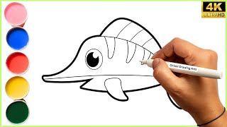 How to Draw a Fish for Kids Step by Step | Easy Fish Drawing for Kids | Fish Drawing Tutorial