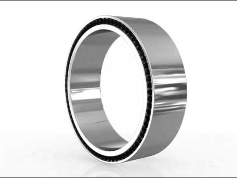 Men's Platinum Black Diamond Profile Eternity Wedding Band