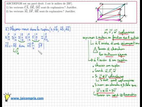 géométrie dans l'espace : démontrer que des vecteurs ne sont pas coplanaires - exercice