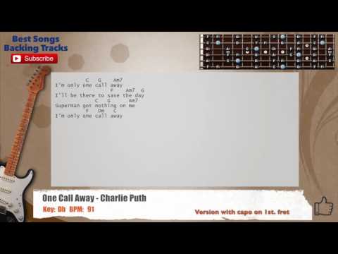 🎸 One Call Away - Charlie Puth Guitar Backing Track with chords and lyrics