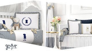 Quarto de Bebê Luxo Branco e Azul Marinho - Grão de Gente