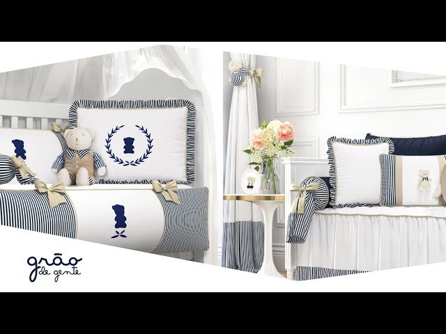Quarto de Bebê Luxo Branco e Azul Marinho - Grão de Gente