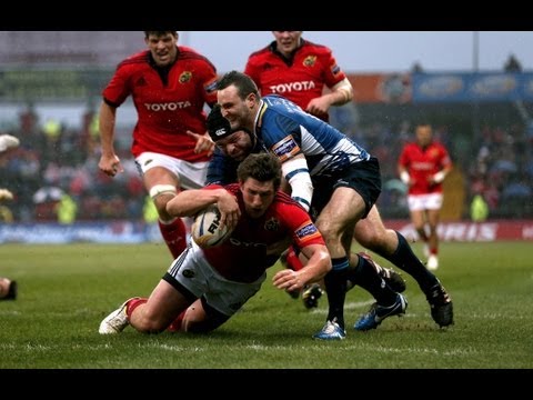 Ian Keatley breaks through on short side for opening try - Munster v Leinster 13 Apr 2013