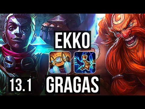 EKKO vs GRAGAS (TOP) | 7.8M mastery, Rank 3 Ekko, 2200+ games, 10/2/2 | EUW Grandmaster | 13.1