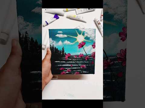 Painting Flowers beside river #acrylicpainting #artwork #flower #shorts