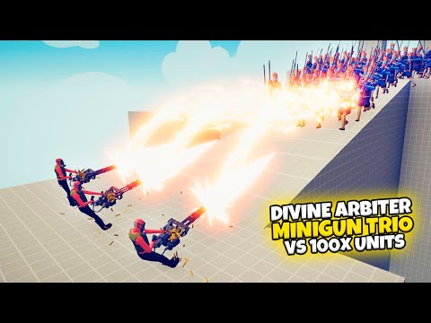 DIVINE ARBITER MINIGUN TRIO vs 100x UNITS | TABS Gameplay