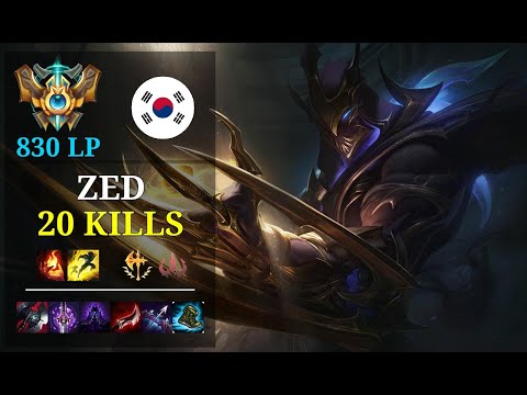 Zed Mid vs Renekton - 20 kills - Zed99 KR Challenger (830 LP) Patch 10.21
