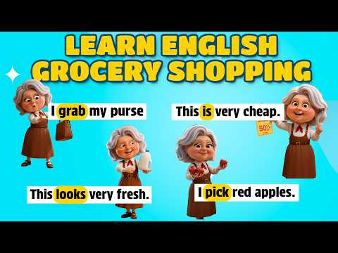 How to Shop in English | Learn Grocery Store Vocabulary & Sentences | Learn English Through Story