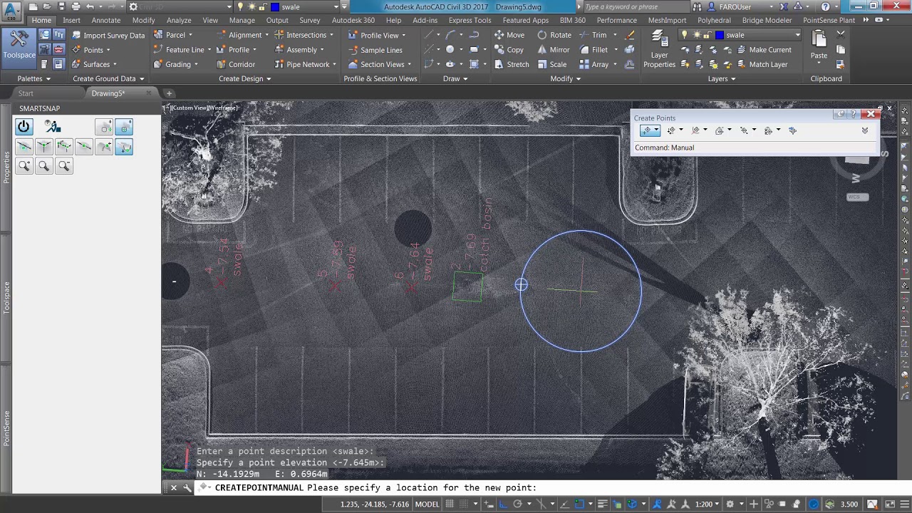 Laser Scanning   Civil 3D Parking Drainage