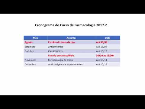 Proximas aulas do curso de farmacologia
