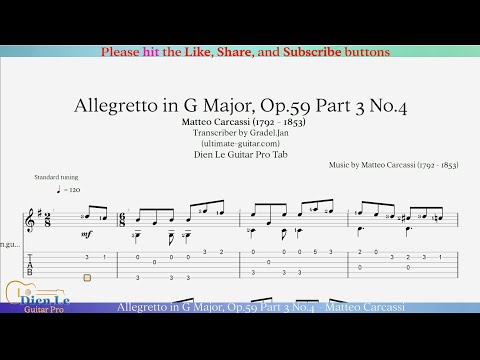 Opus 59 Part 3 No 4 - Allegretto In G Major - Matteo Carcassi