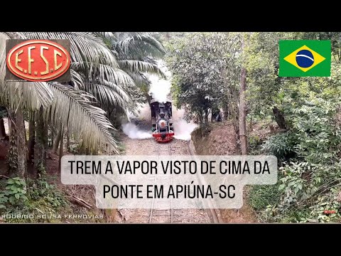 IMPERDÍVEL! Trem a vapor da E.F.S.C visto de cima da ponte em Apiúna -SC