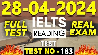IELTS Reading Test 2024 with Answers | 28.04.2024 | Test No - 183