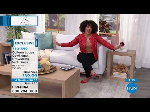 Colleen Lopez Cowl Neck Drawstring Midi Dress