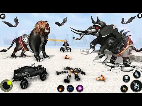 Elephant Vs Lion Robot Transform War: Multi Animal Robot Car Game 2023 - Android iOS Gameplay
