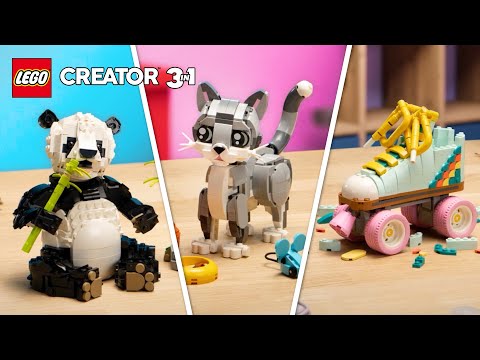 CUTE 3in1 LEGO® builds 🐼🐱🛼 | Stop motion animation