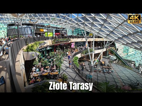 Zlote Tarasy - Warsaw, Poland | Silent Walking Tour with Subtitles [4K]