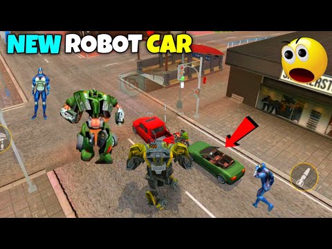 NEW ROBOT CAR VS GREEN ROBOT CAR IN ROPE HERO VICE TOWN