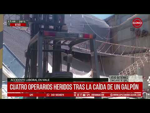 Cuatro operarios heridos tras caer del techo de un galpón en Viale
