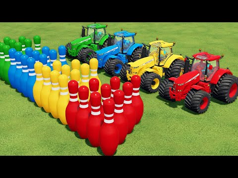 TRANSPORT MEGA BOWLING PINS WITH GIANT MASSEY FERGUSON TRACTORS - Farming Simulator 22