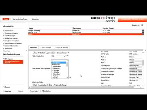 Artikel / Produkt CSV Export für OXID eshop