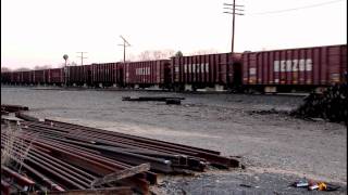 preview picture of video 'BNSF Herzog MOW Train at Milano, TX  1/29/2012'