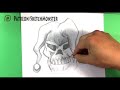 How To Draw Jester Skull Tattoos Halloween Drawings