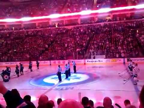 Toronto Maple Leafs vs Winnipeg Jets Canadian National Anthem MTS Centre January 3rd 2015