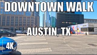 Downtown AUSTIN, TX 4K Walk | Nueces St to Cesar Chavez | 1-Hour Loop
