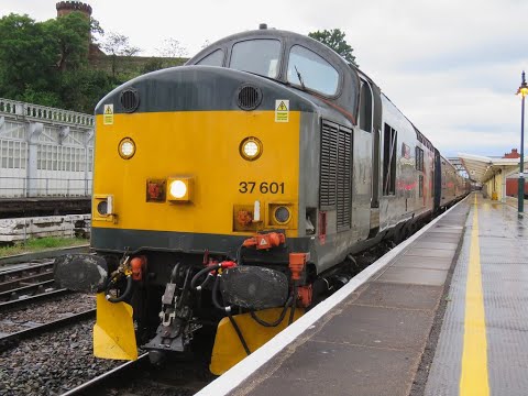 97304 + 37601 on 5Q92 & 5D34 Crewe C.S. - Machellynth Carriage Sidings with 197003 23/05/2022
