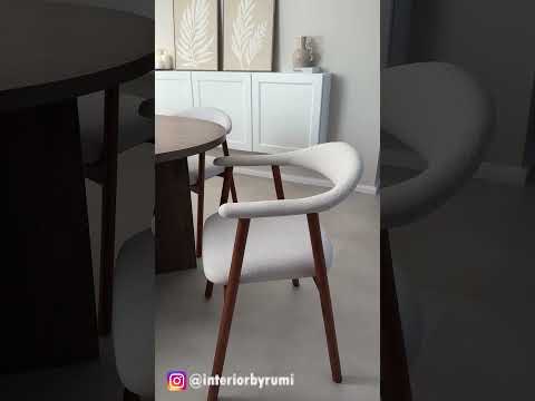 Armlehnenstuhl MESITA 2er-Set Webstoff Aphra: Beige - Eiche Dunkel