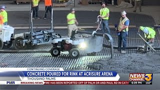 Concrete poured on rink at Acrisure Arena