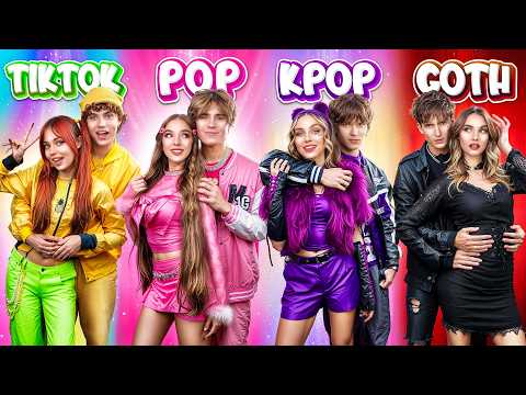 K-Pop vs. TikTok vs. Pop vs. Rock Couples! "One Color" Challenge for Couples
