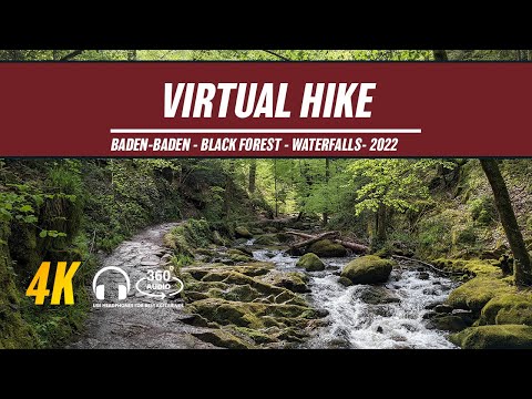 Virtual Hike in 4K with watterfalls in Baden-Baden Black Forrest Germany with 360 ASMR Soundscape