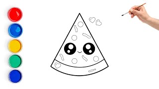 Pizza Drawing for Kids 🍕 | Easy Step-by-Step Drawing and Coloring Tutorial