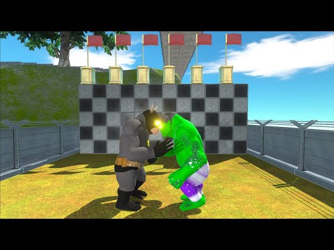 BATMAN GORO VS HULK GORO VS DEATH POOL BRACHIO DEATH FALL - Animal Revolt Battle Simulator