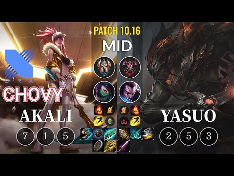 DRX Chovy Akali vs Yasuo Mid - KR Patch 10.16