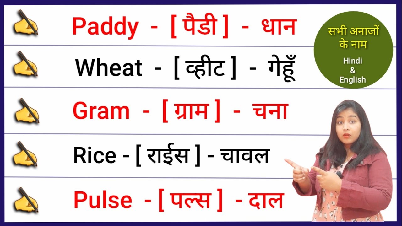 सभी अनाजों के नाम हिन्दी और इंग्लिश में | Grains name in hindi and english| grain name|anaaj ke naam