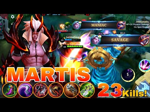 23kills + SAVAGE!! Martis Aggressive Gameplay | Martis Best Build 2023 | mobile legends bang bang.