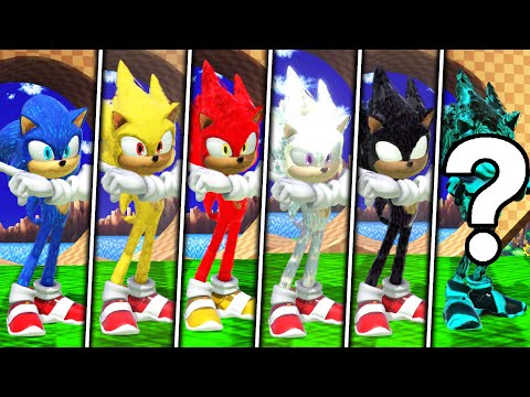 EVOLUTION OF SONIC MOVIE FORMS IN SUPER SMASH BROS (DARK,SUPER,HYPER,FIRE AND MORE)