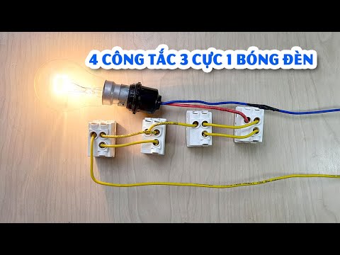 Đấu 4 Công Tắc 3 Cực Đảo Chiều Bật Tắt 1 Bóng Đèn