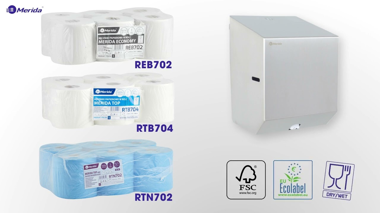 Pojemnik na ręczniki papierowe w rolach lub papier toaletowy w systemie listkowym MERIDA STELLA WHITE LINE MINI, biały