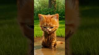Dirty Kitten… Mom Saves Him ❤️🐱  #animation #kitten