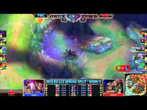 EU LCS WEEK 2 FNATIC Huni LV1 Fail / Die