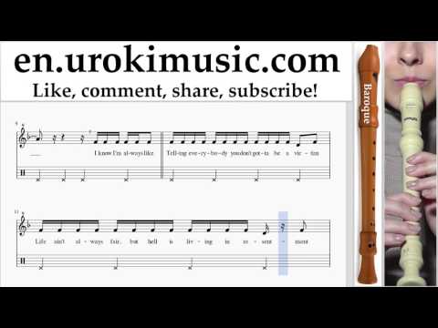Recorder lessons (B.) Kesha - Learn To Let Go Sheet Music Tutorial um-i352