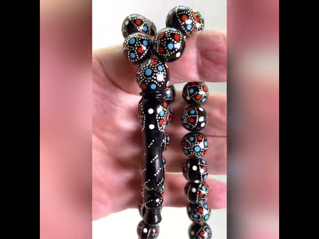 قوافل سبحة خشب الكوك مطعمة بالمرجان و الفيروز و الفضة KW0054