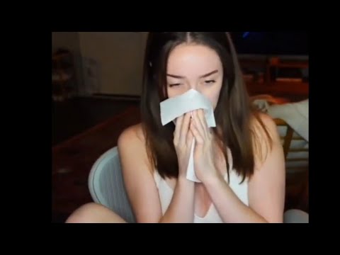 Female twitch sneeze and nose blow