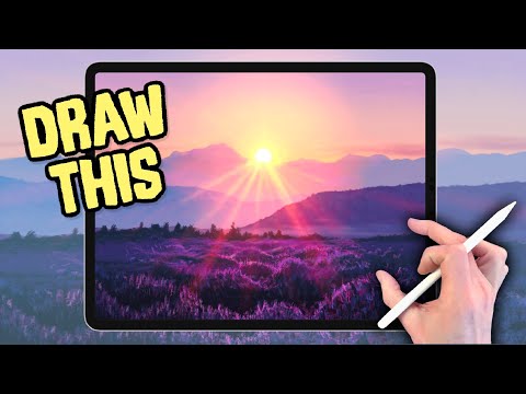 IPAD PAINTING MADE EASY - Summer Sunrise landscape tutorial in Procreate
